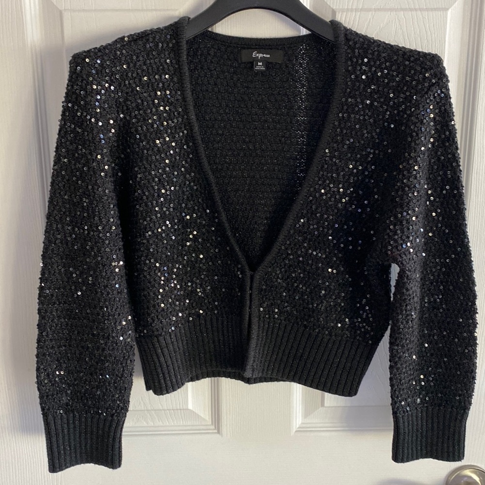 Black, sequin, express shrug, size medium